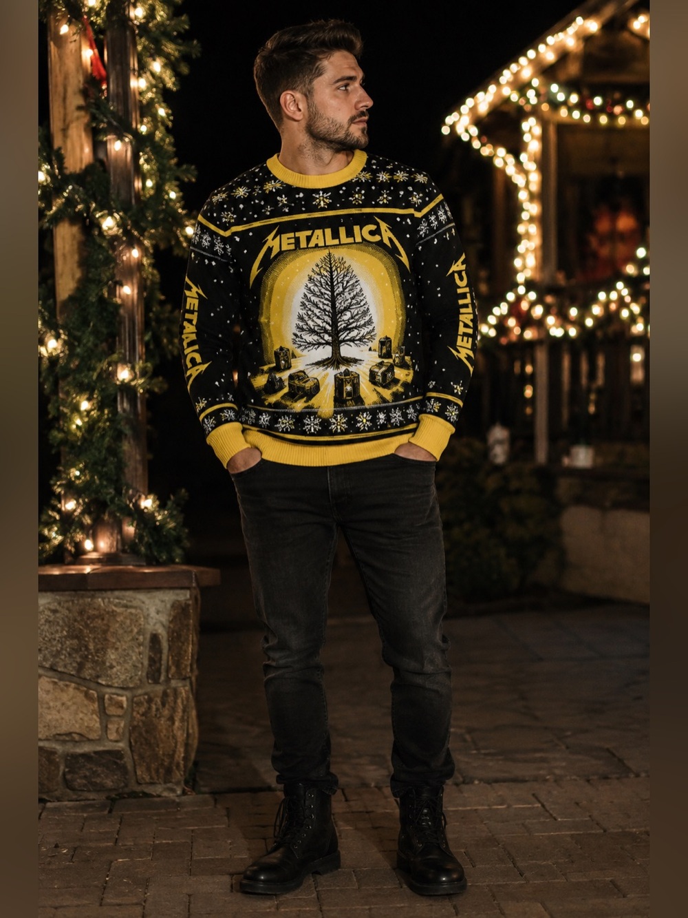 Metallica 72 Seasons Greetings Ugly Christmas Sweater Holiday Mens XL NWOT